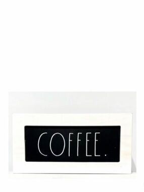 NEW Rae Dunn Coffee Wooden Sign Home Kitchen Decor Black & White Rustic